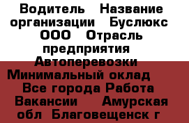 Водитель › Название организации ­ Буслюкс, ООО › Отрасль предприятия ­ Автоперевозки › Минимальный оклад ­ 1 - Все города Работа » Вакансии   . Амурская обл.,Благовещенск г.